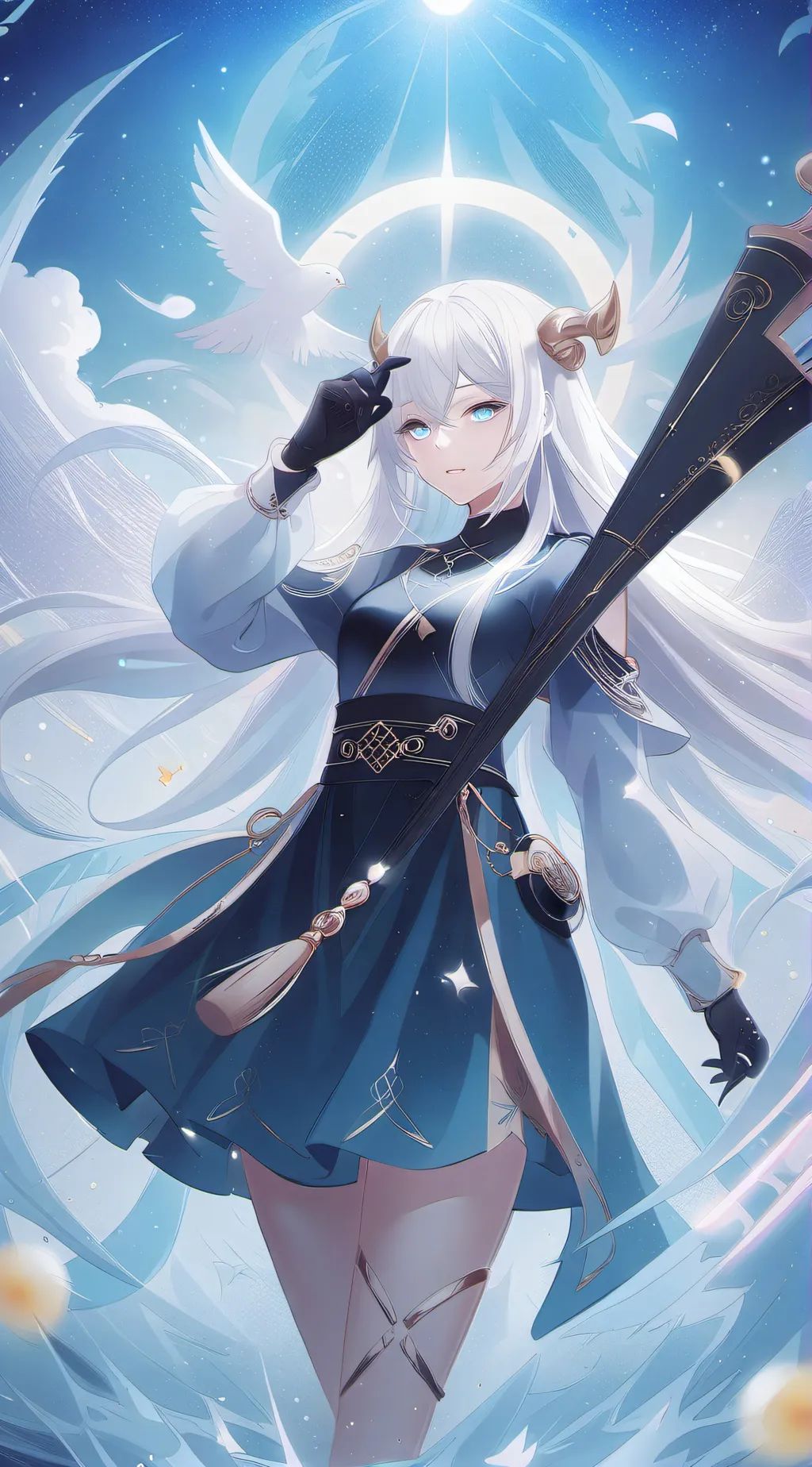 ai character: Godess of the sky background