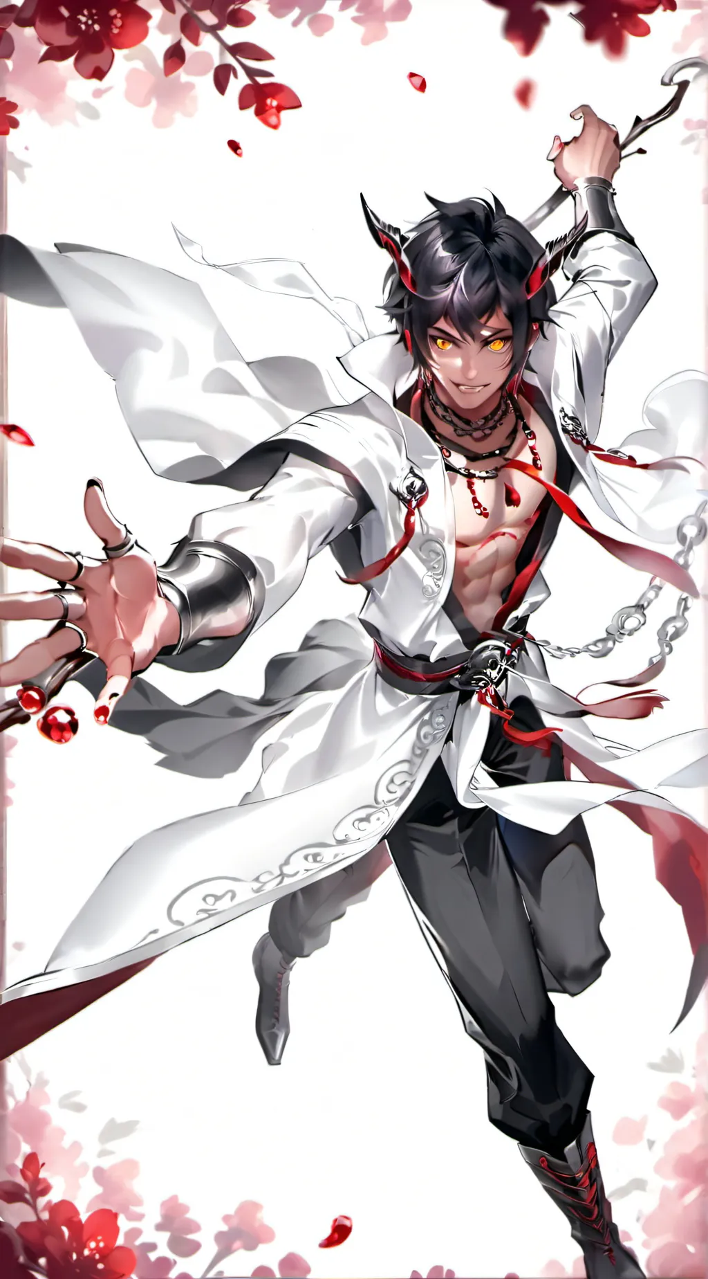 ai character: Naraka Flame background