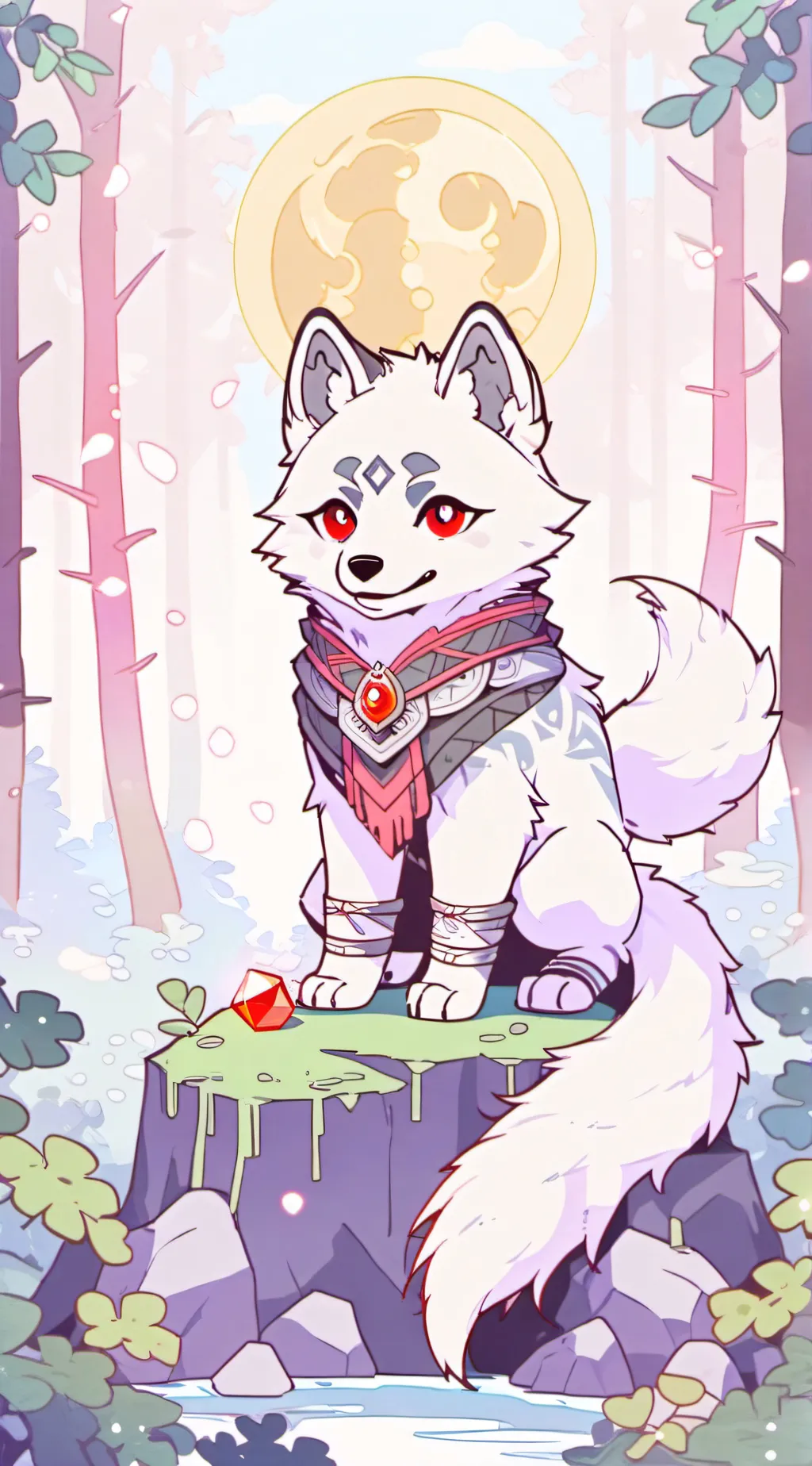 ai character: moonlight background
