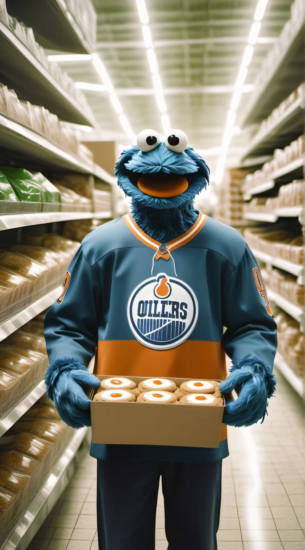 ai character: Cookie monster  background