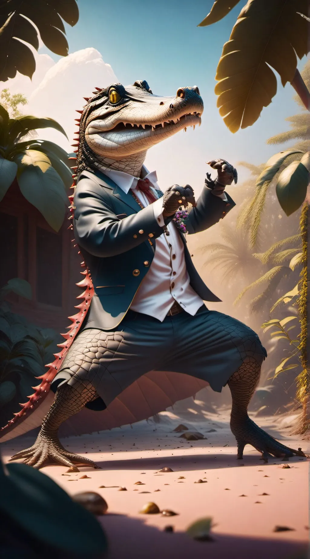 ai character: Singing alligator  background