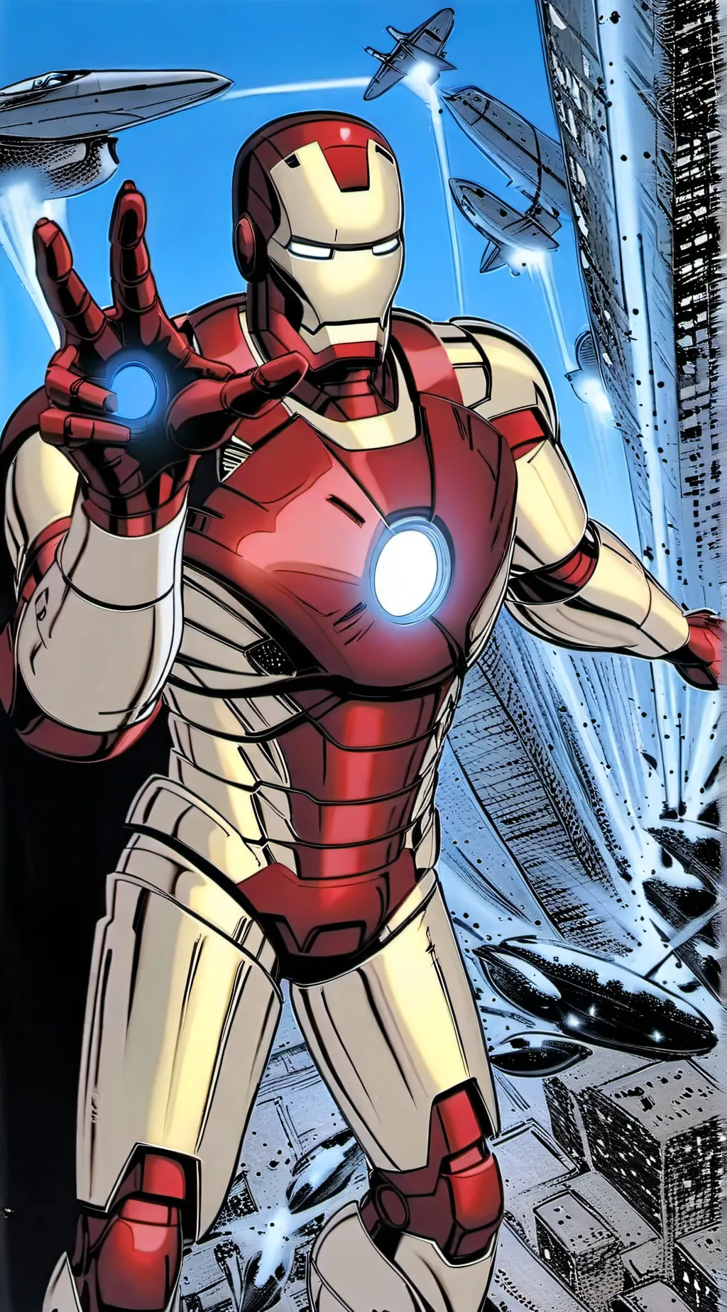 ai character: iron man  background