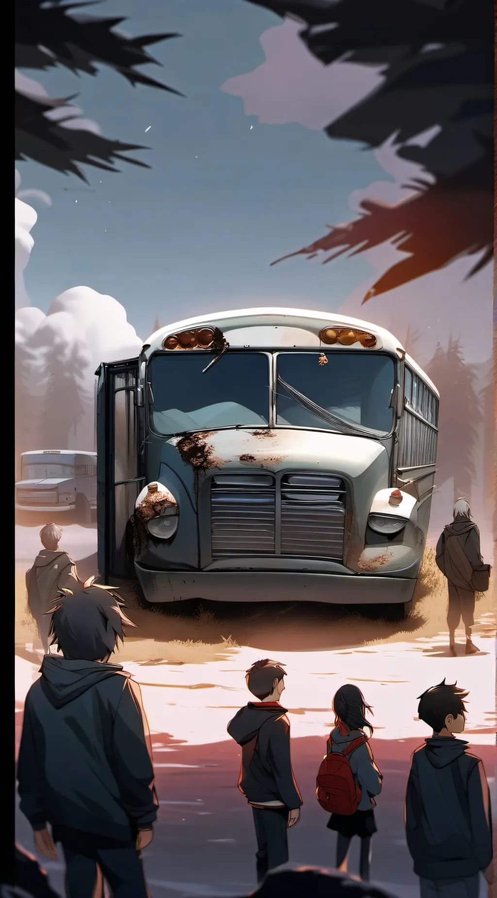 ai character: Schoolbusgraveyard background