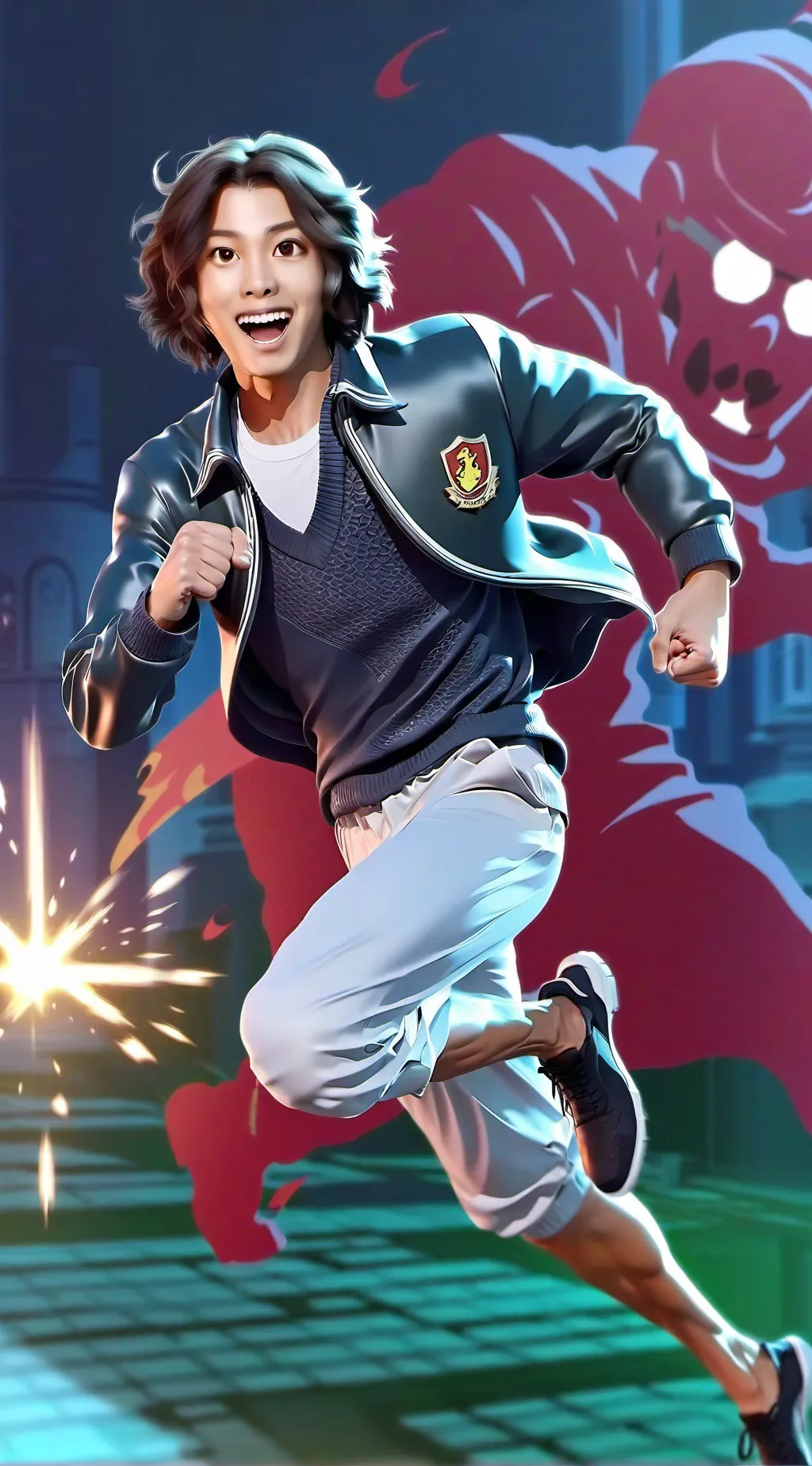 ai character: Running man ph background
