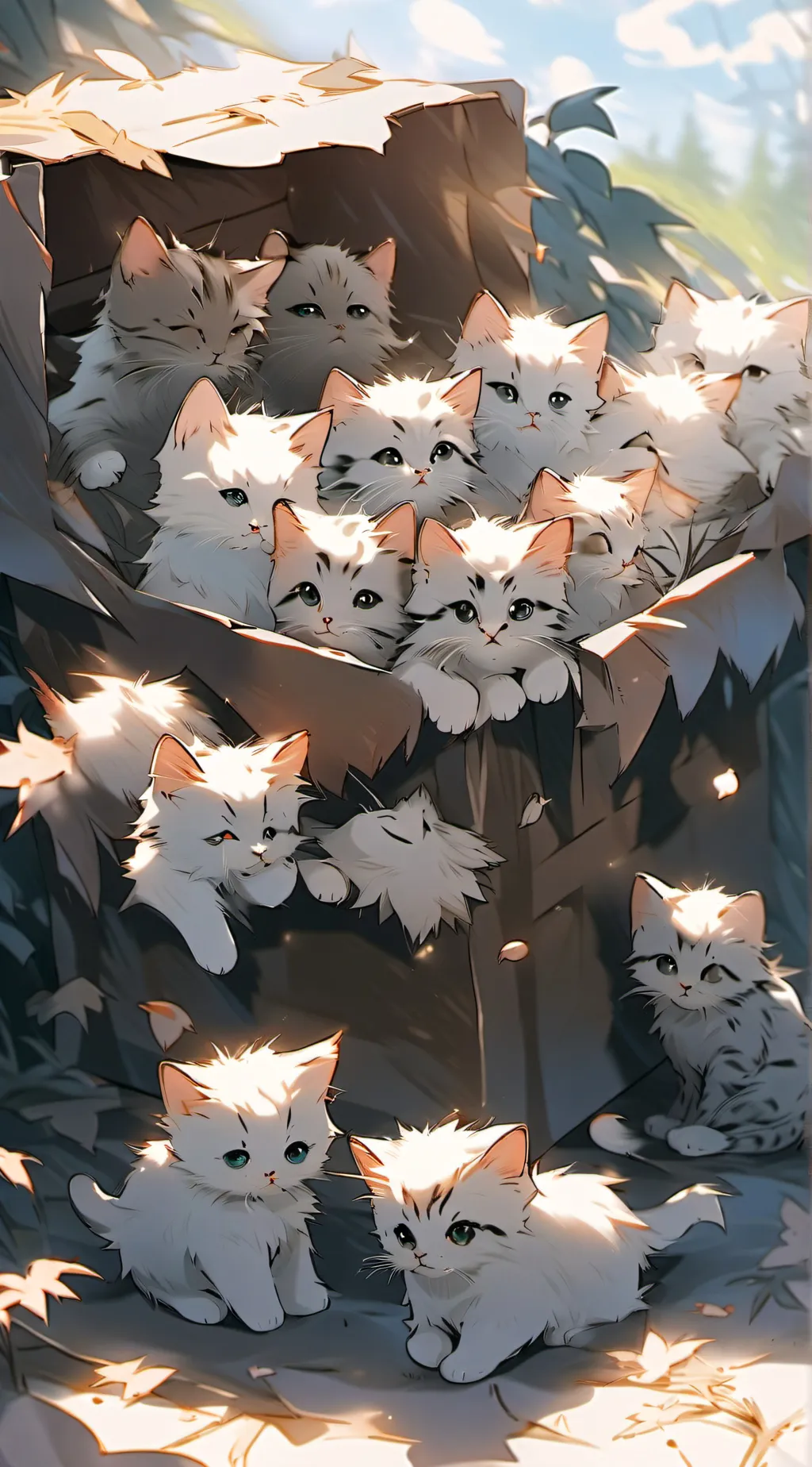 ai character: Lots of kittens. background