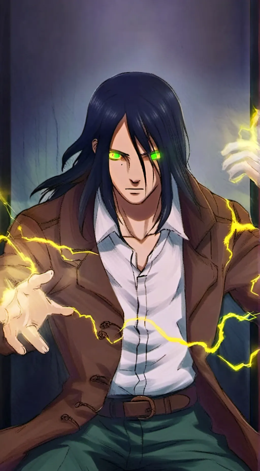 ai character: Eren Yeager  background