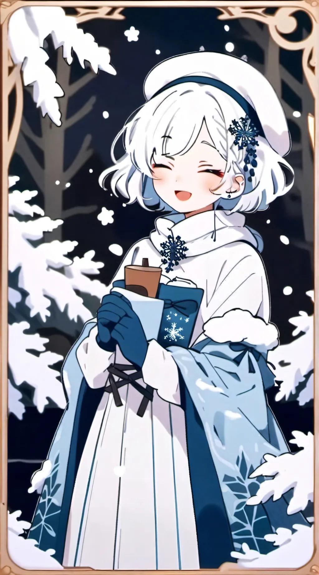 ai character: Snow girl. background
