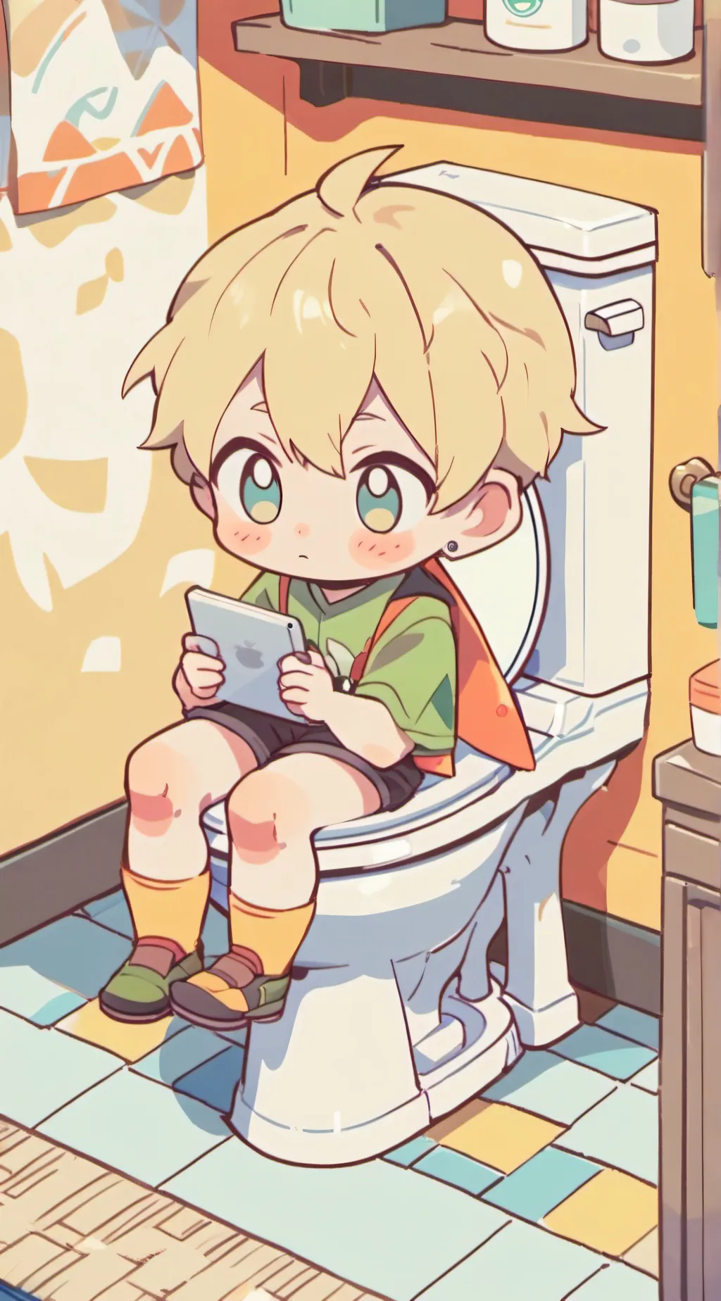 ai character: iPad kid  background