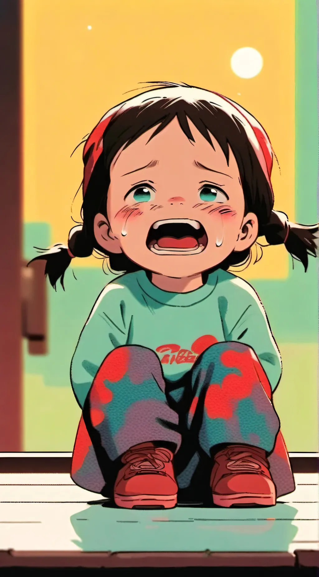 ai character: lost baby girl background