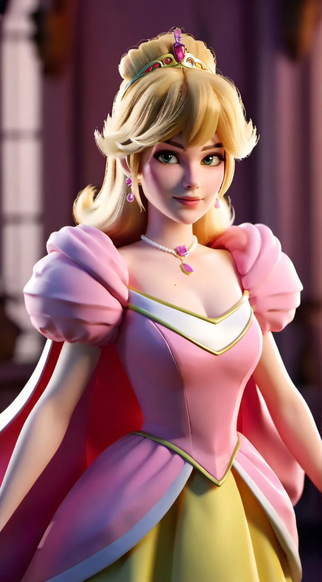 ai character: Princess Peach  background