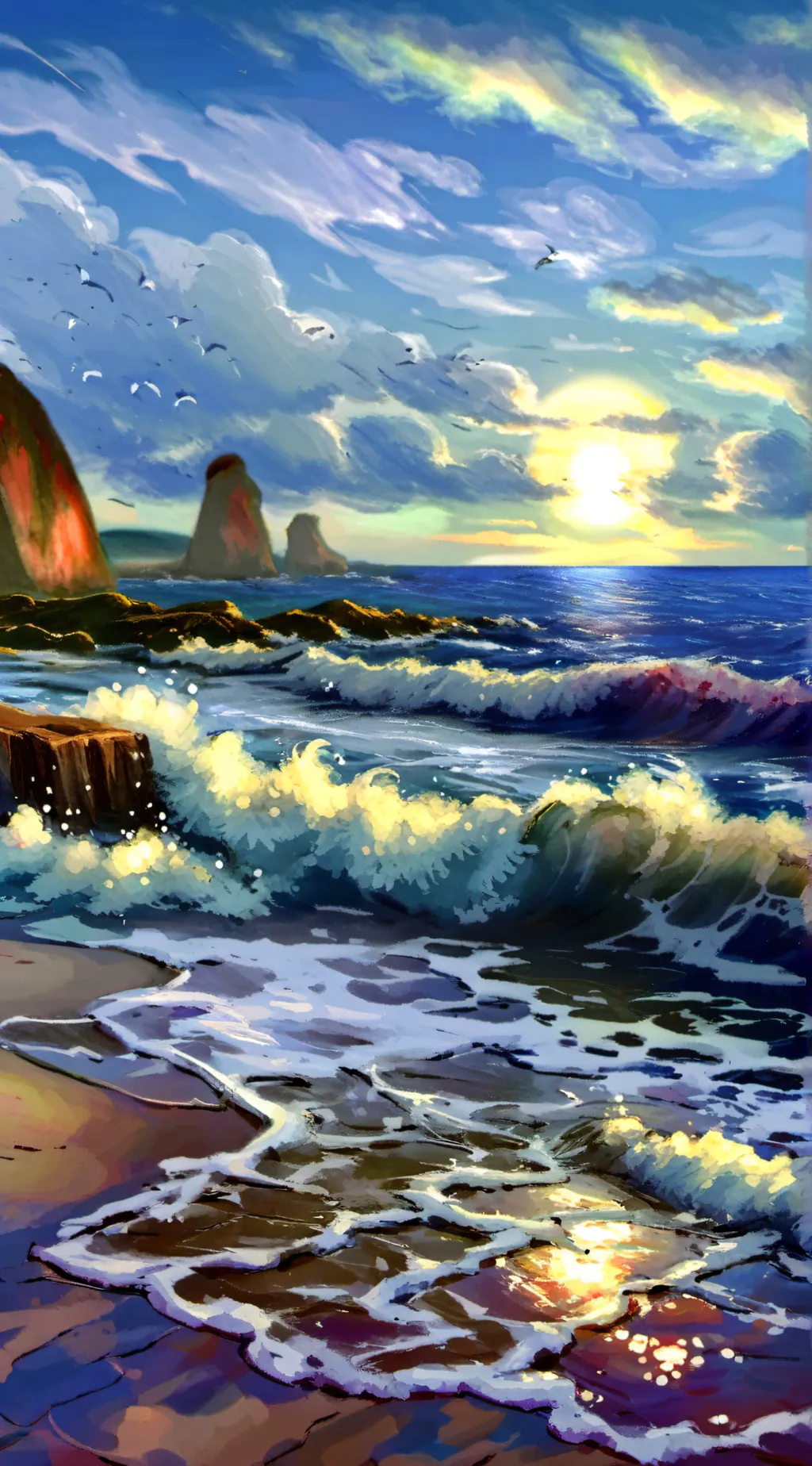 ai character: MHA (beach)  background