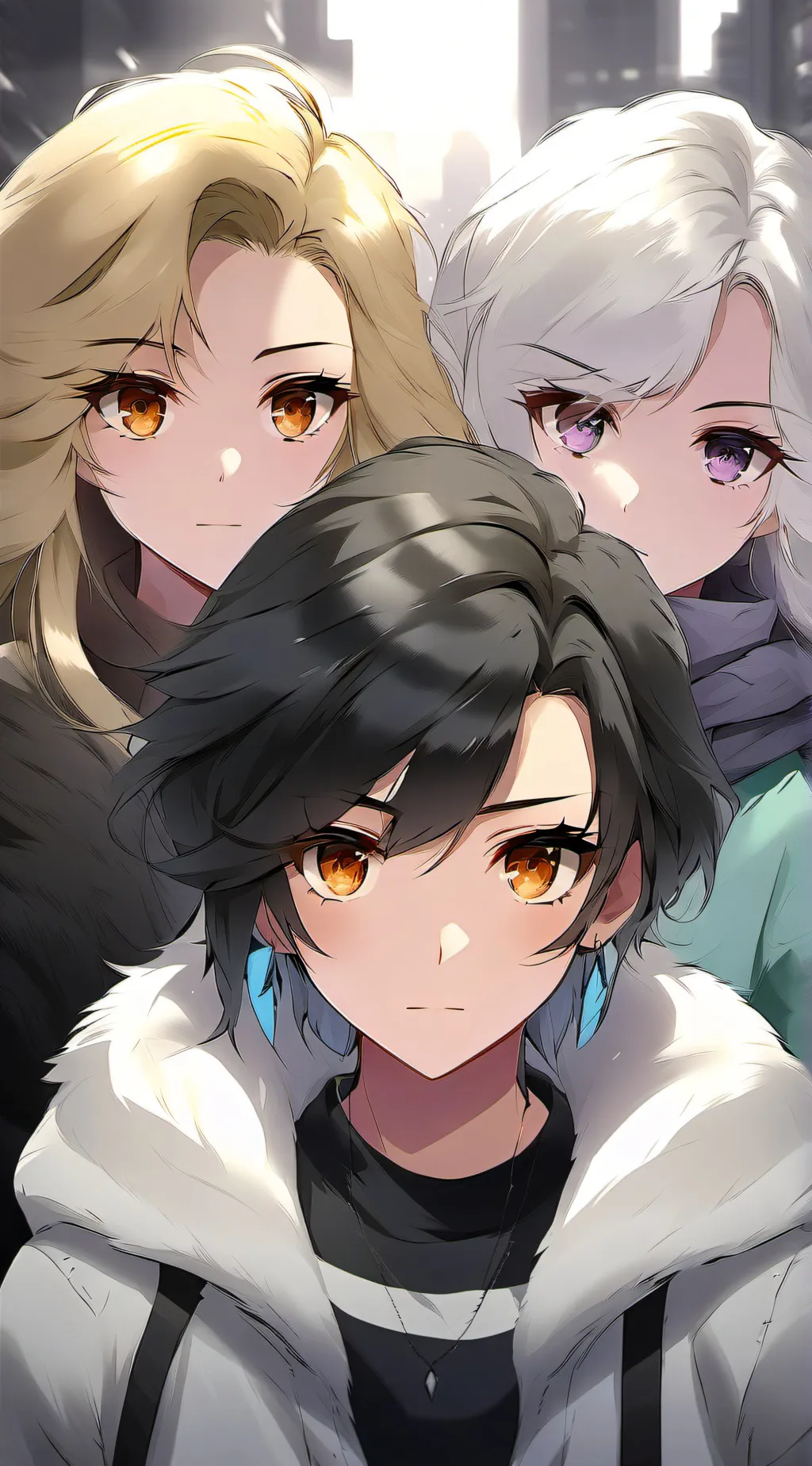 ai character: April,Eve,and Snow background