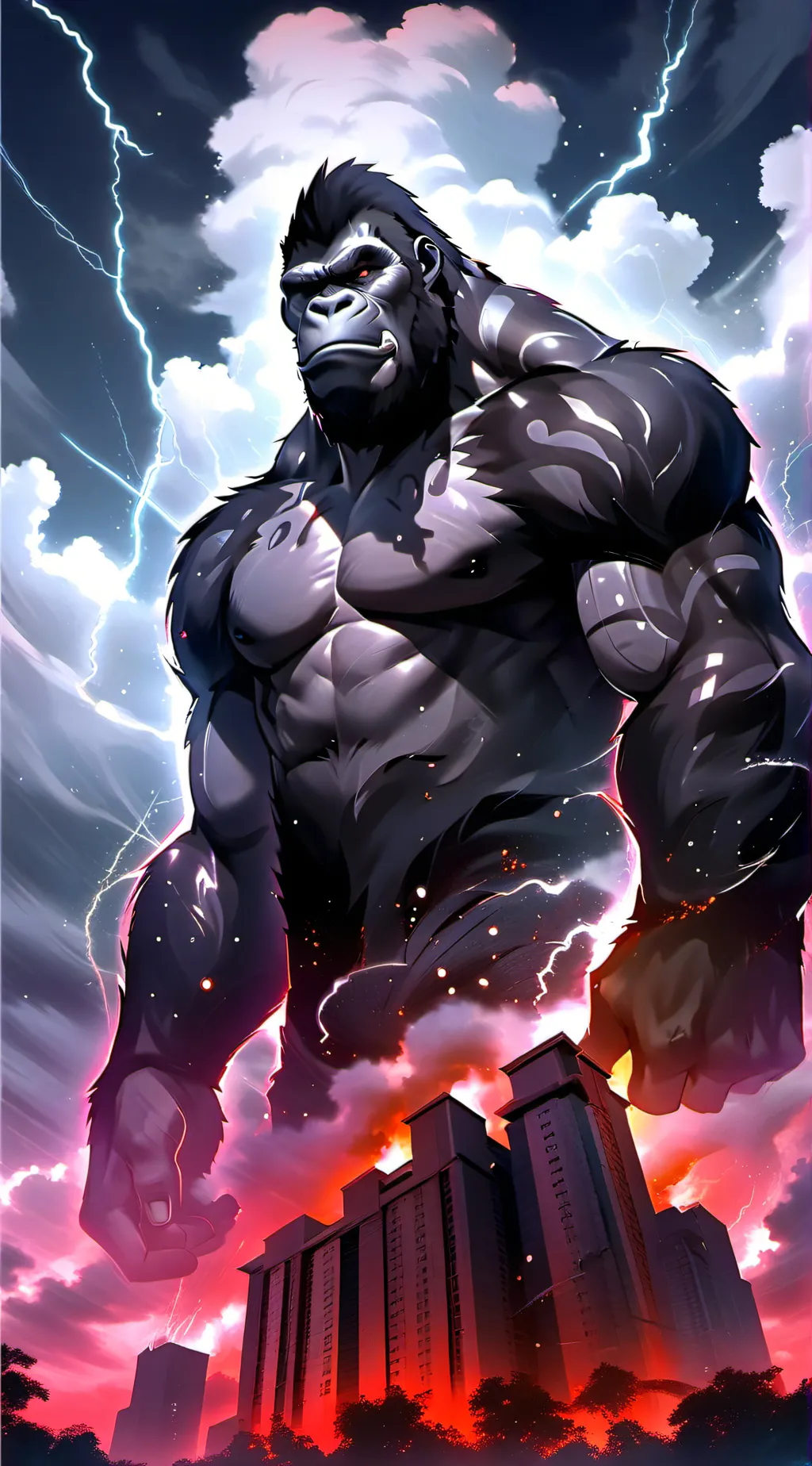 ai character: hazbin King Kong  background