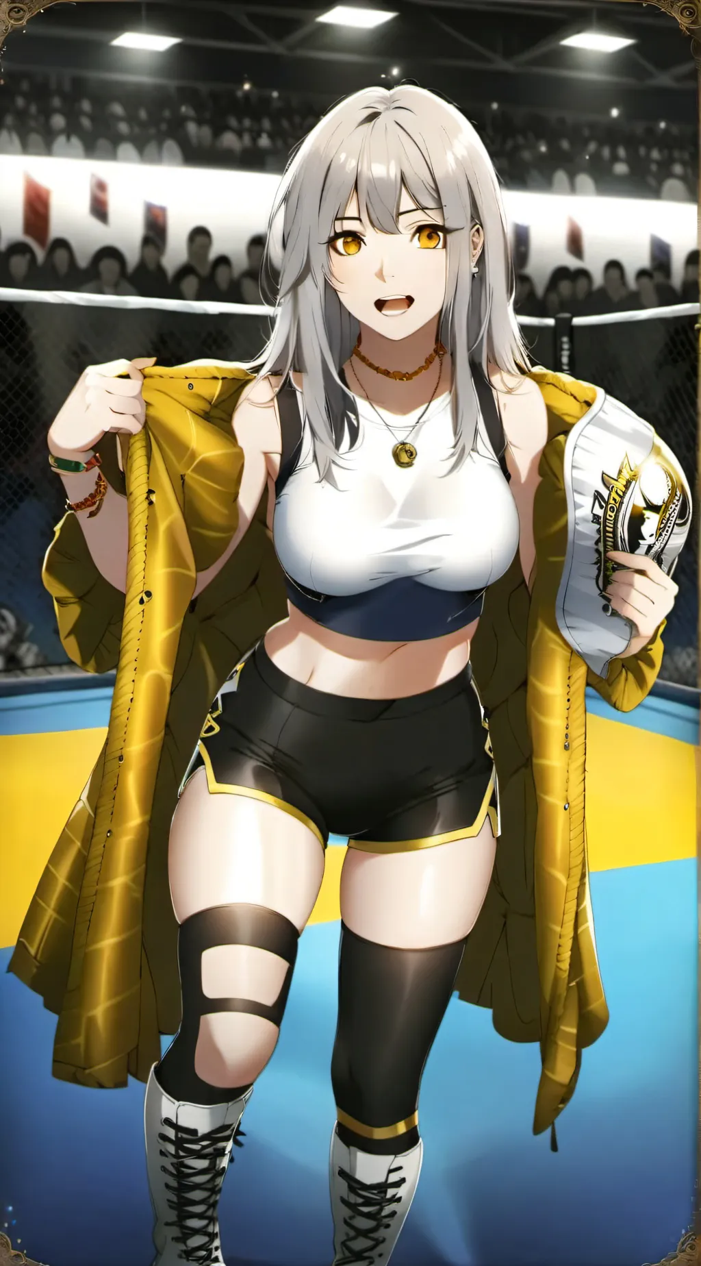 ai character: Wrestling arena background