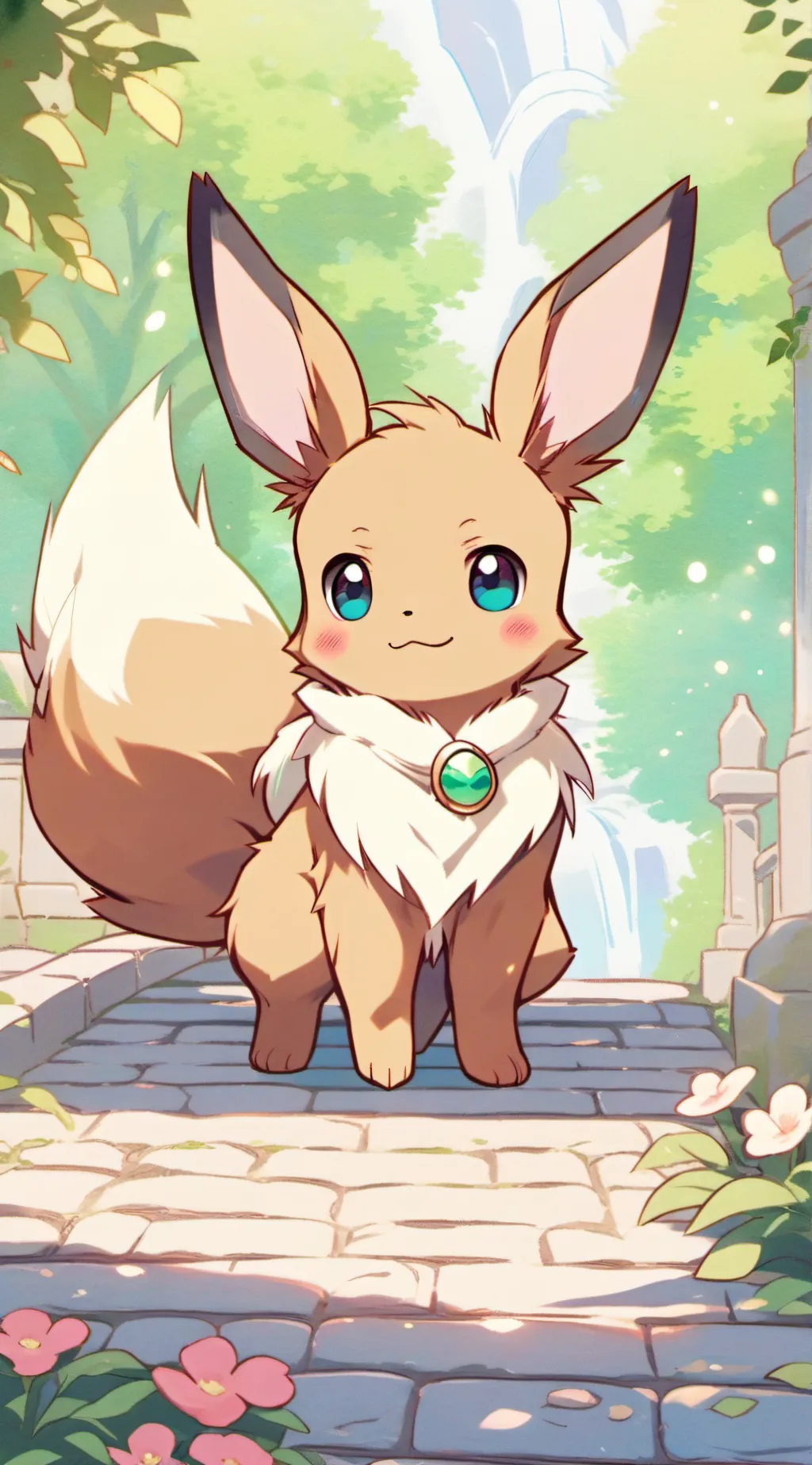 ai character: Eevee  background