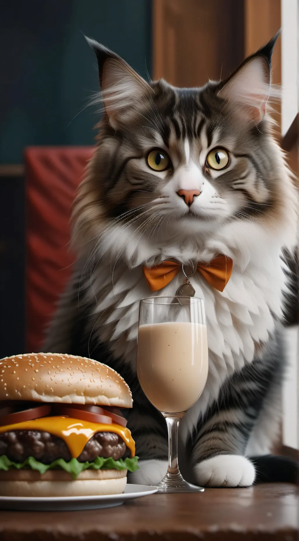 ai character: hungry cat background
