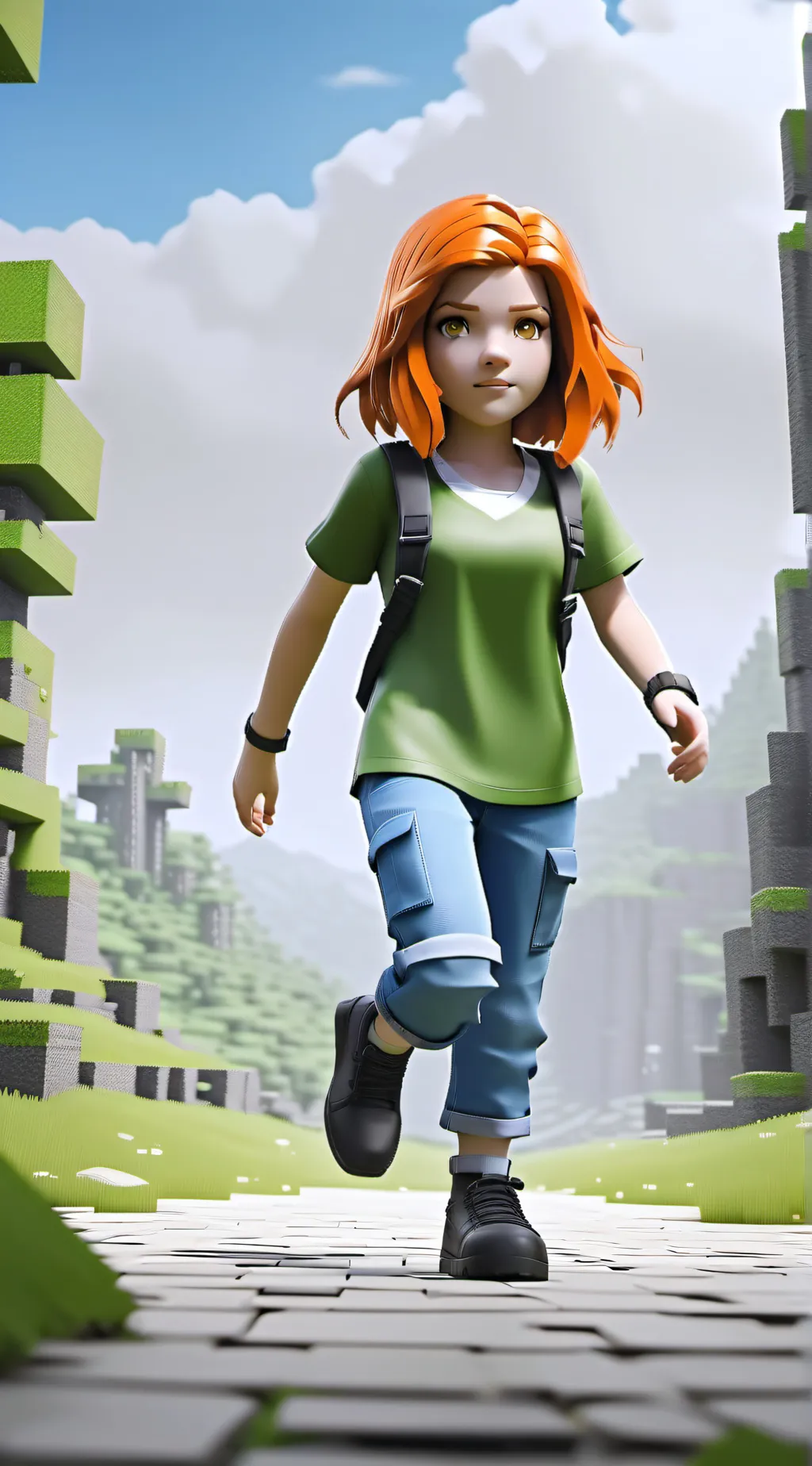 ai character: Minecraft Alex background