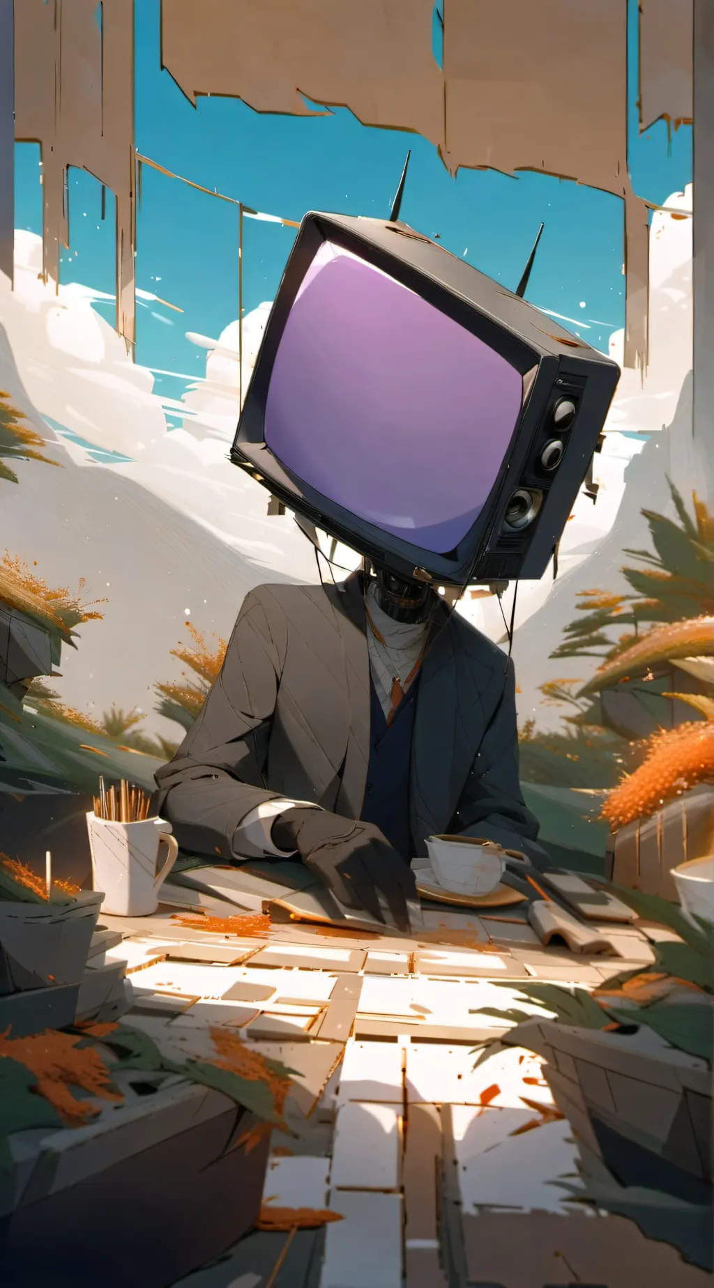 ai character: tv energized  background