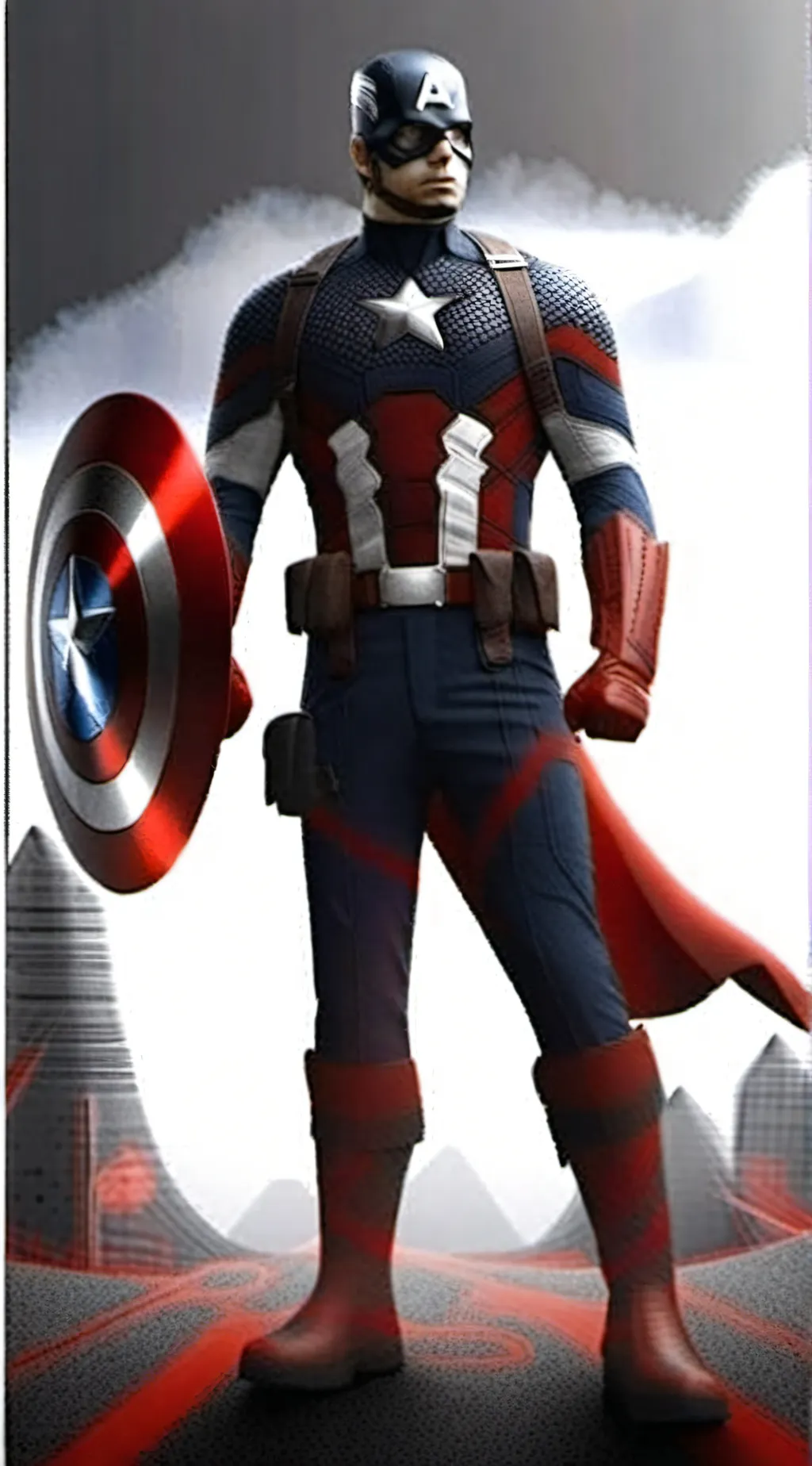 ai character: captian America  background