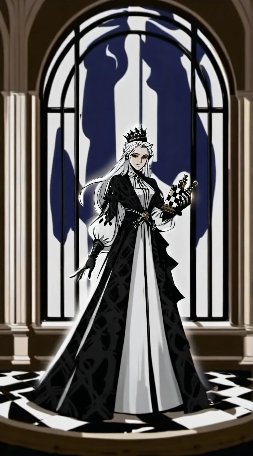 ai character: chess queen background