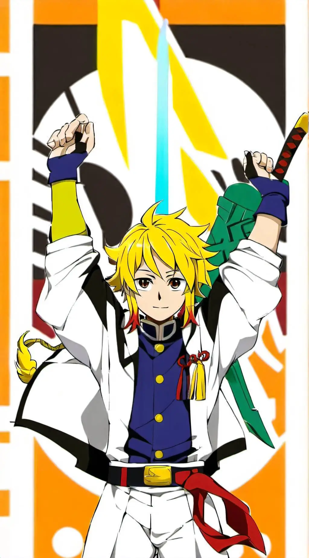 ai character: beyblade x Kny background