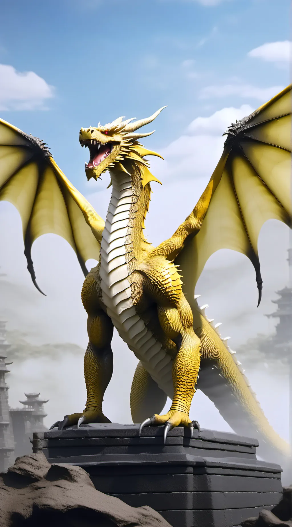 ai character: Ghidorah  background