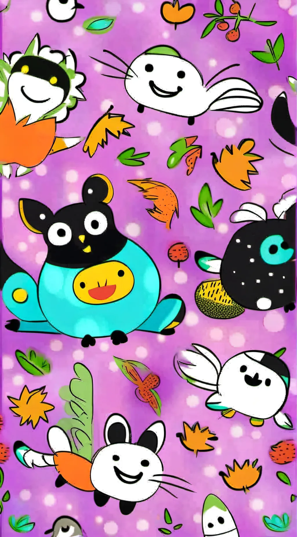 ai character: smiling critters t background