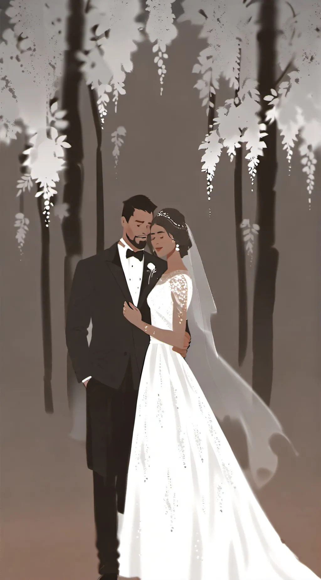 ai character: HH wedding background