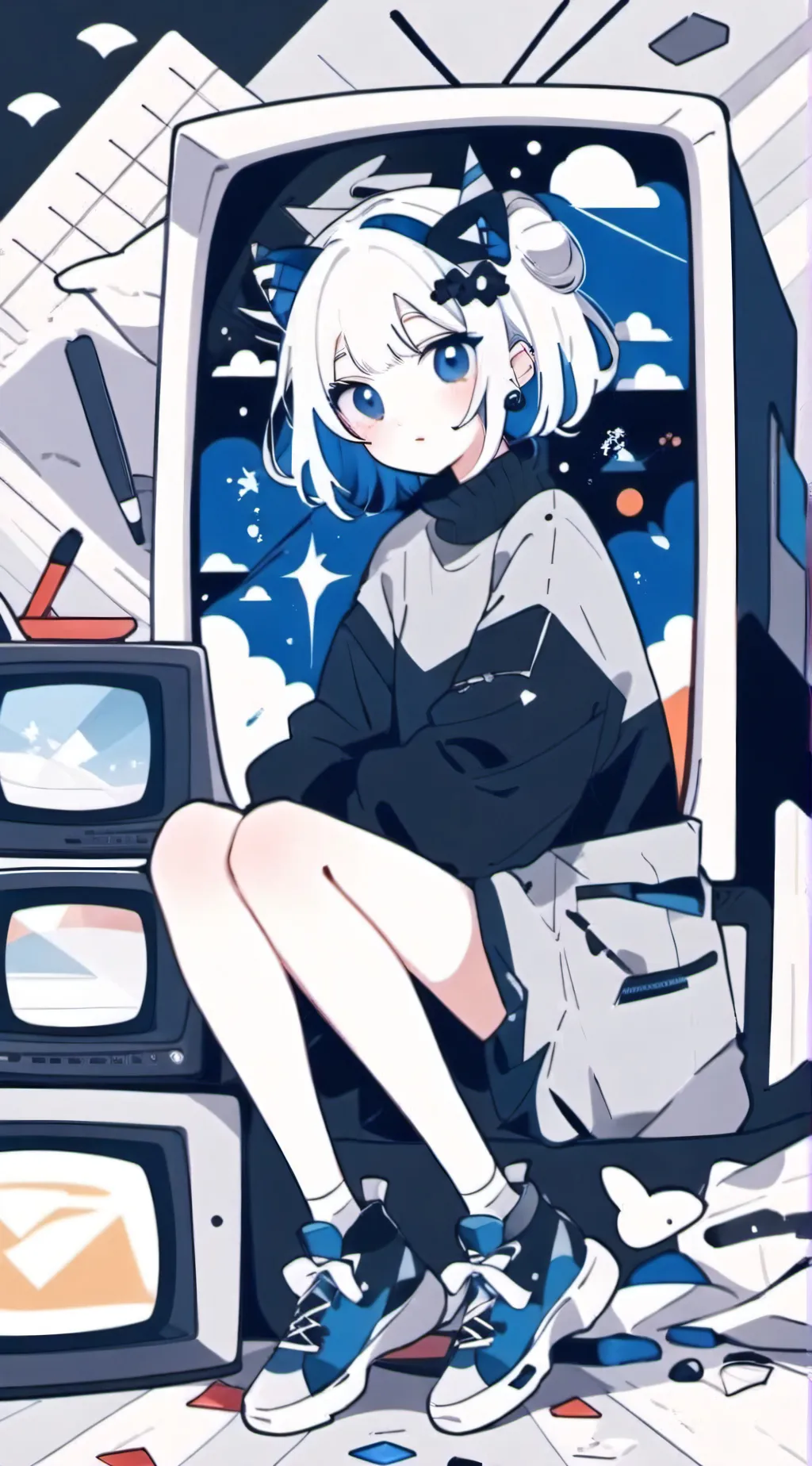 ai character: tv woman sus background