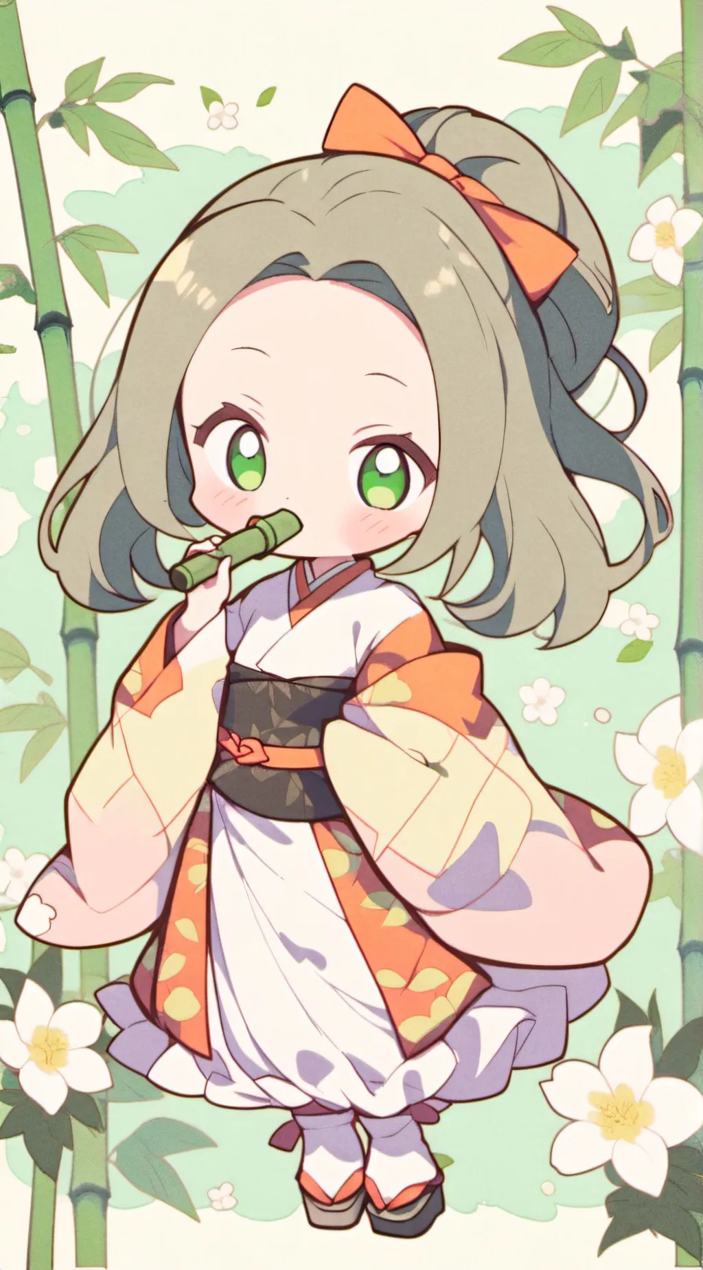 ai character: Nezuko as chibi background