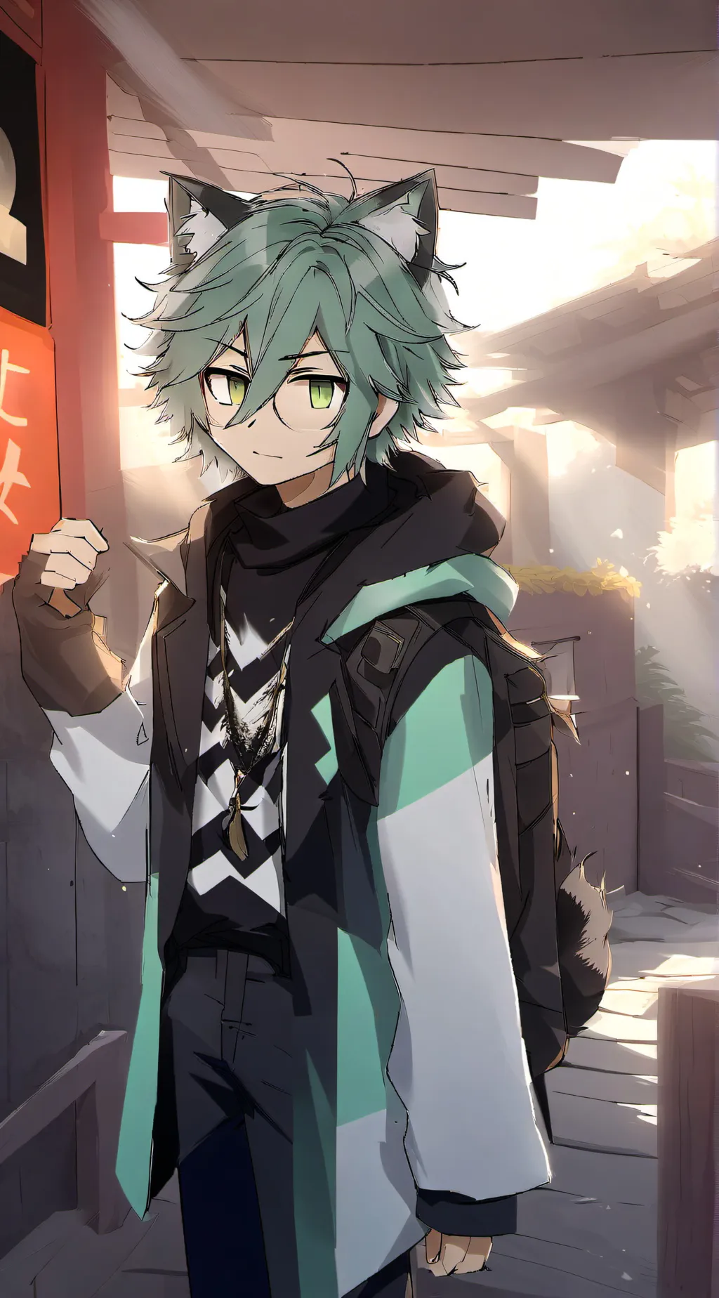 ai character: cat boy background
