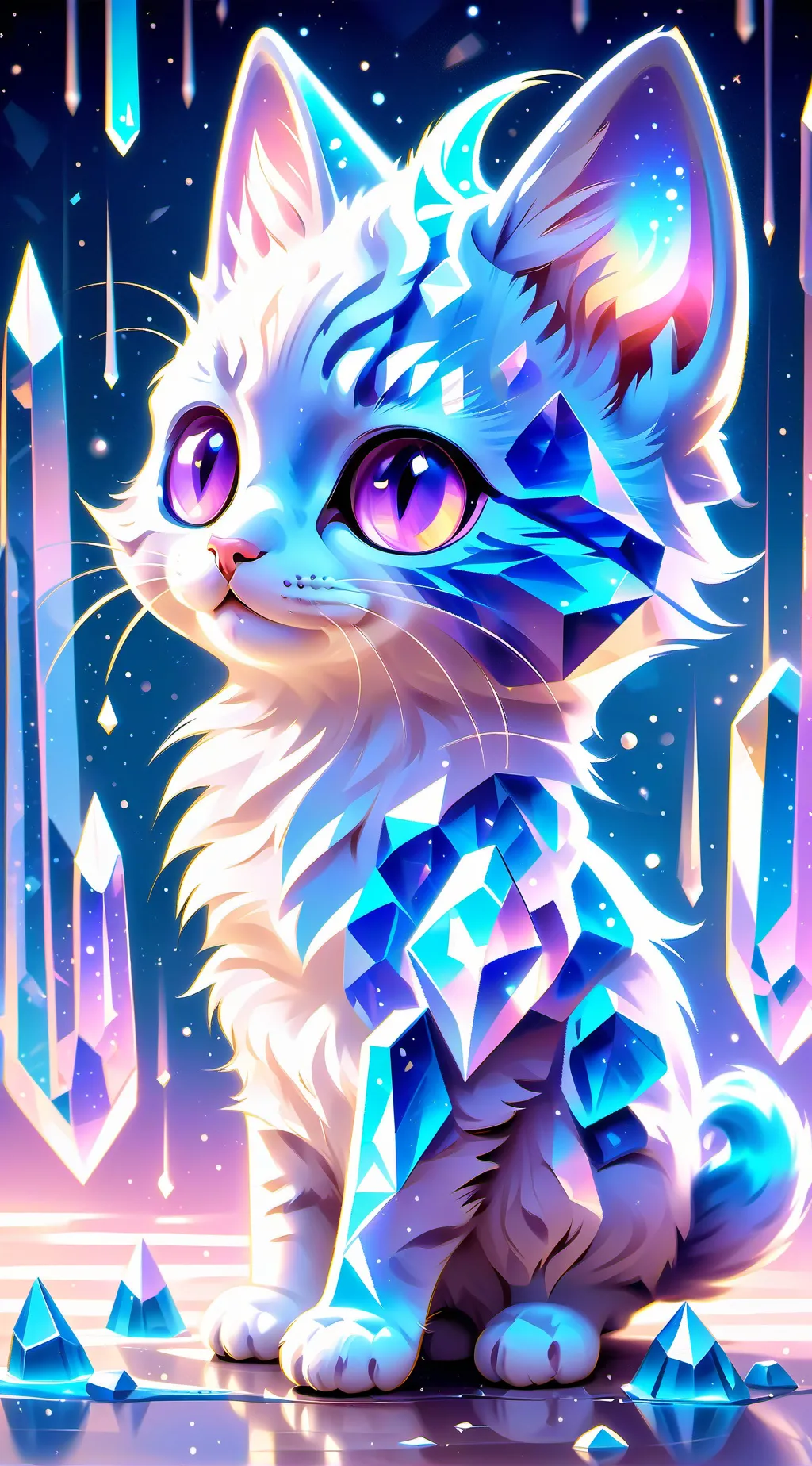 ai character: Crystal Kitty. background