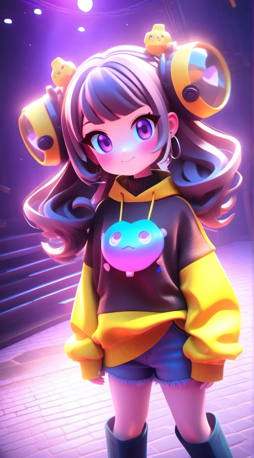 ai character: talking to sunny background