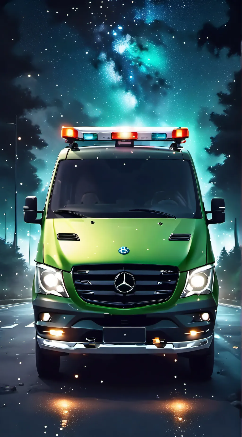 ai character: galaxy ambulance  background
