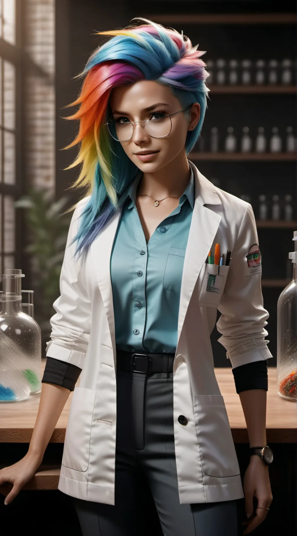 ai character: rainbow factory  background