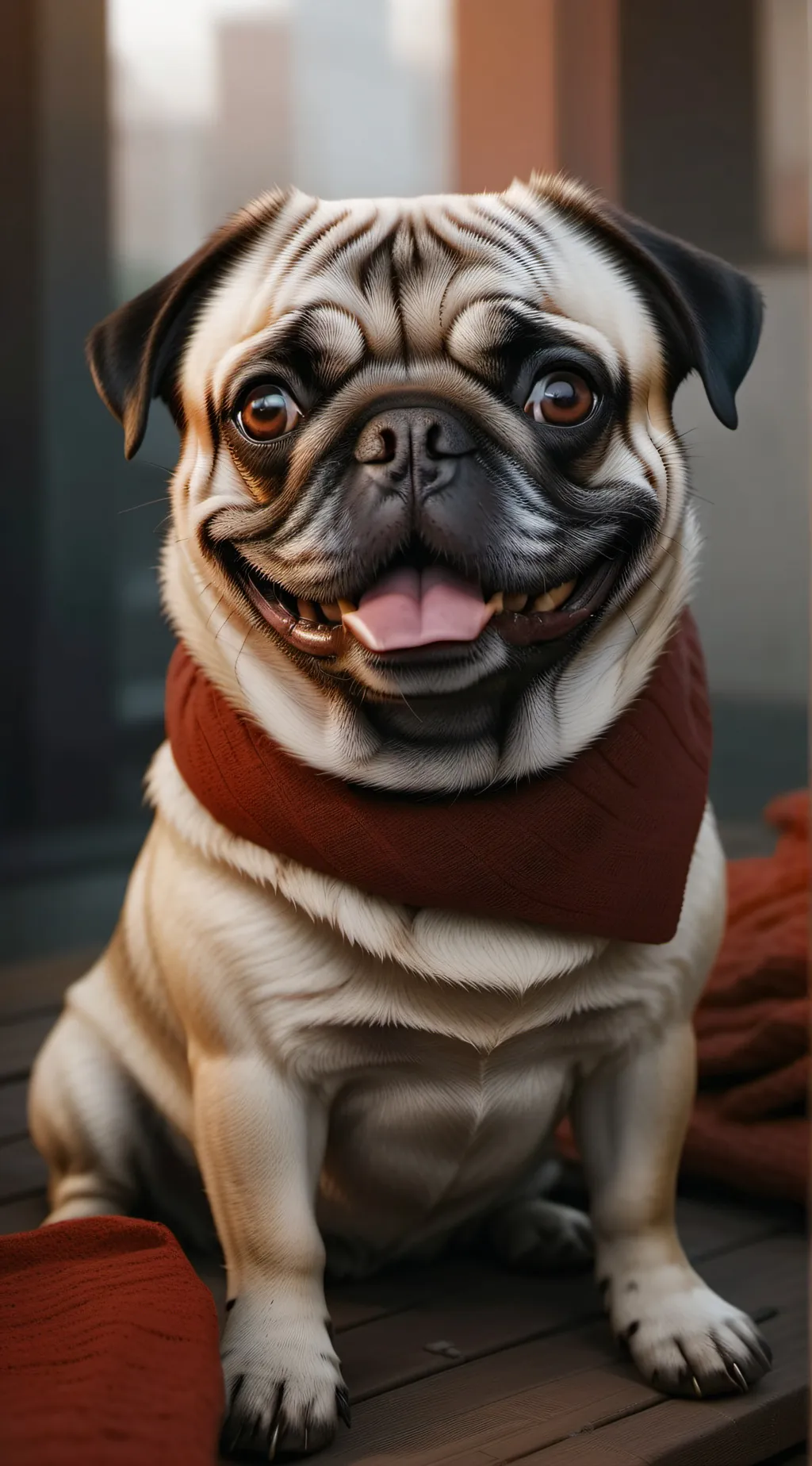 ai character: Happy Pug background