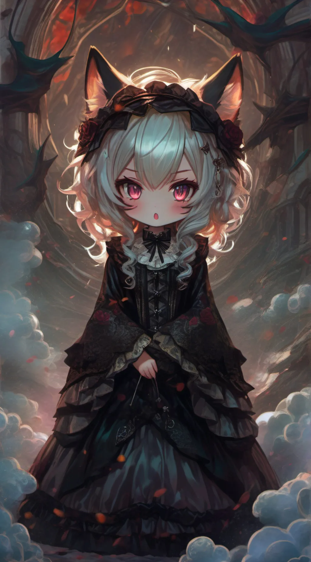 ai character: hungry neko background
