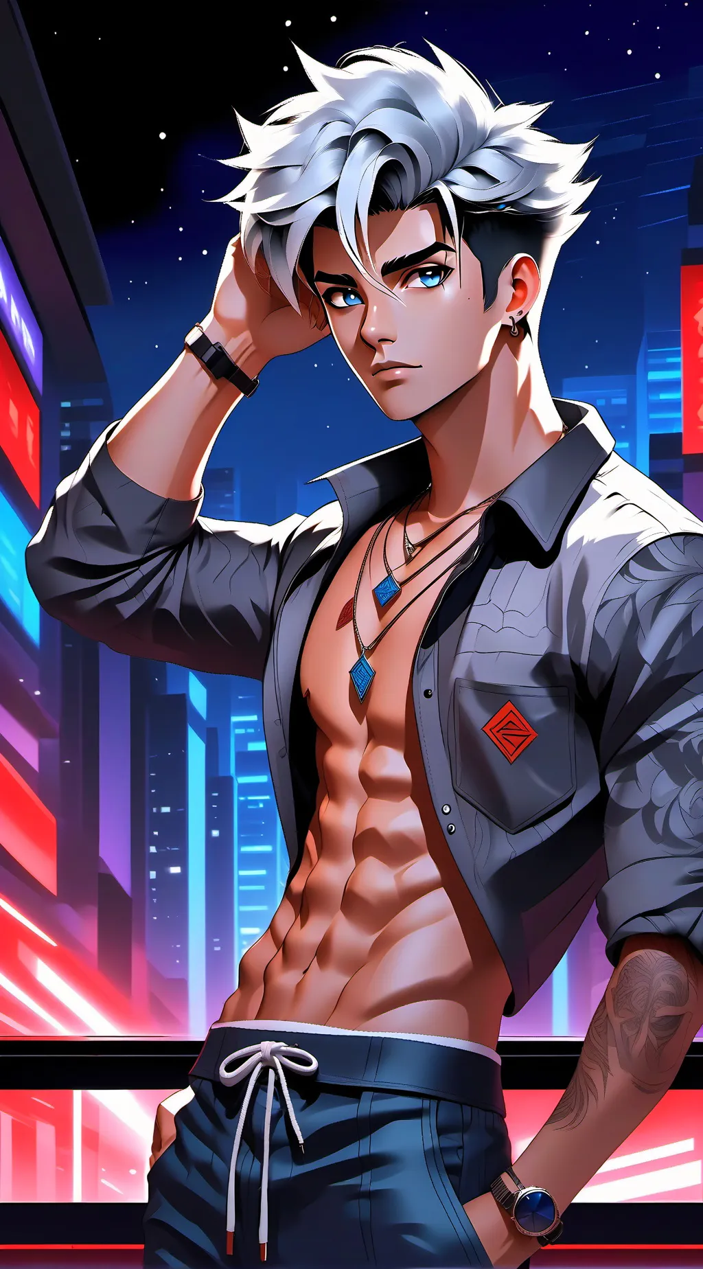 ai character: Justin😎 background