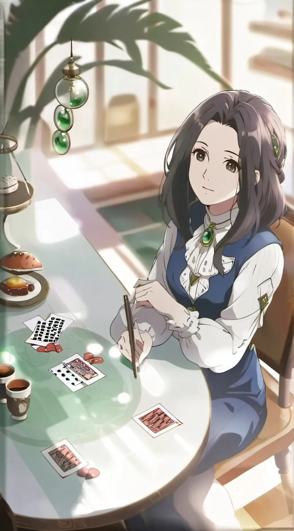 ai character: Go fish girl background