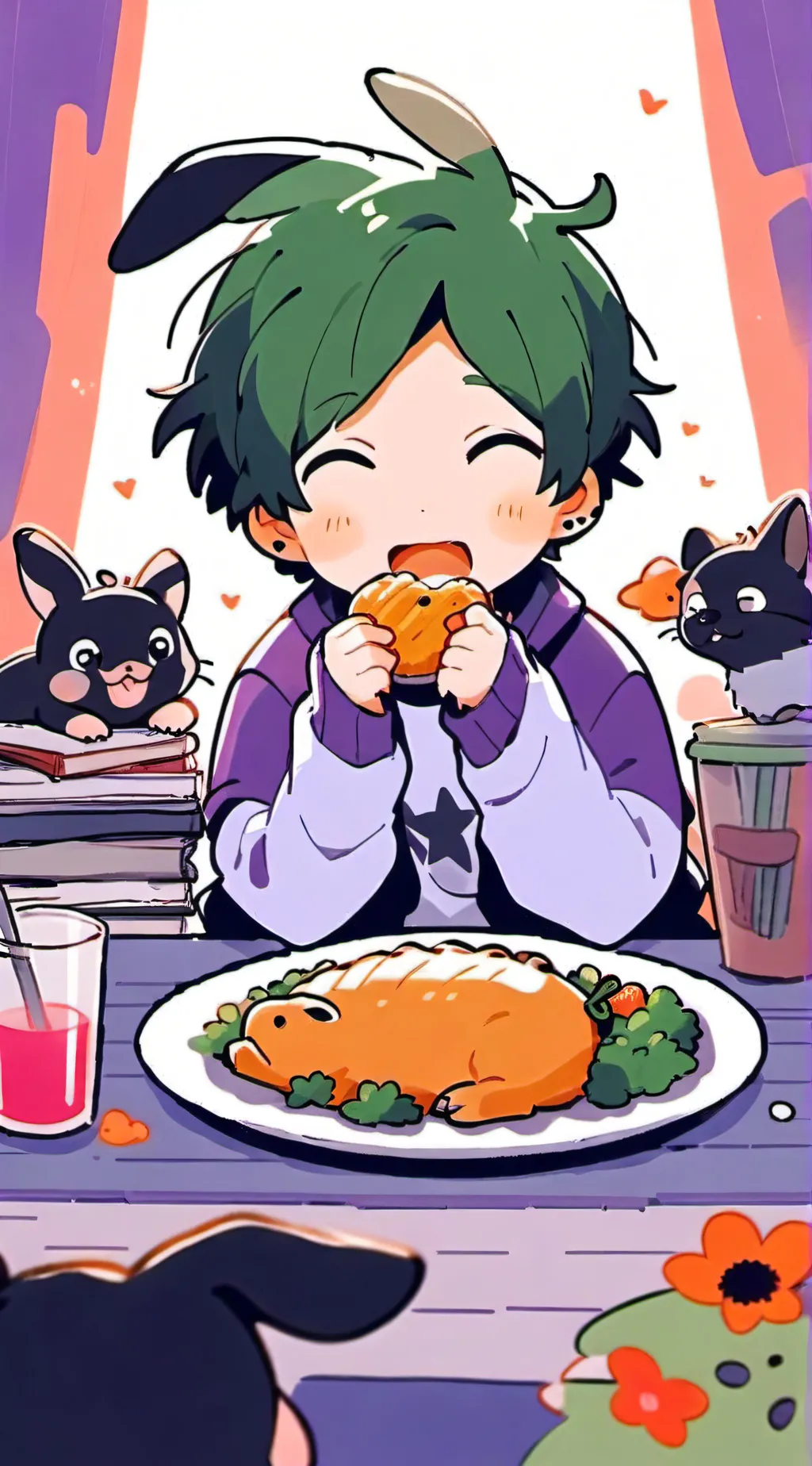 ai character: smiling critters background