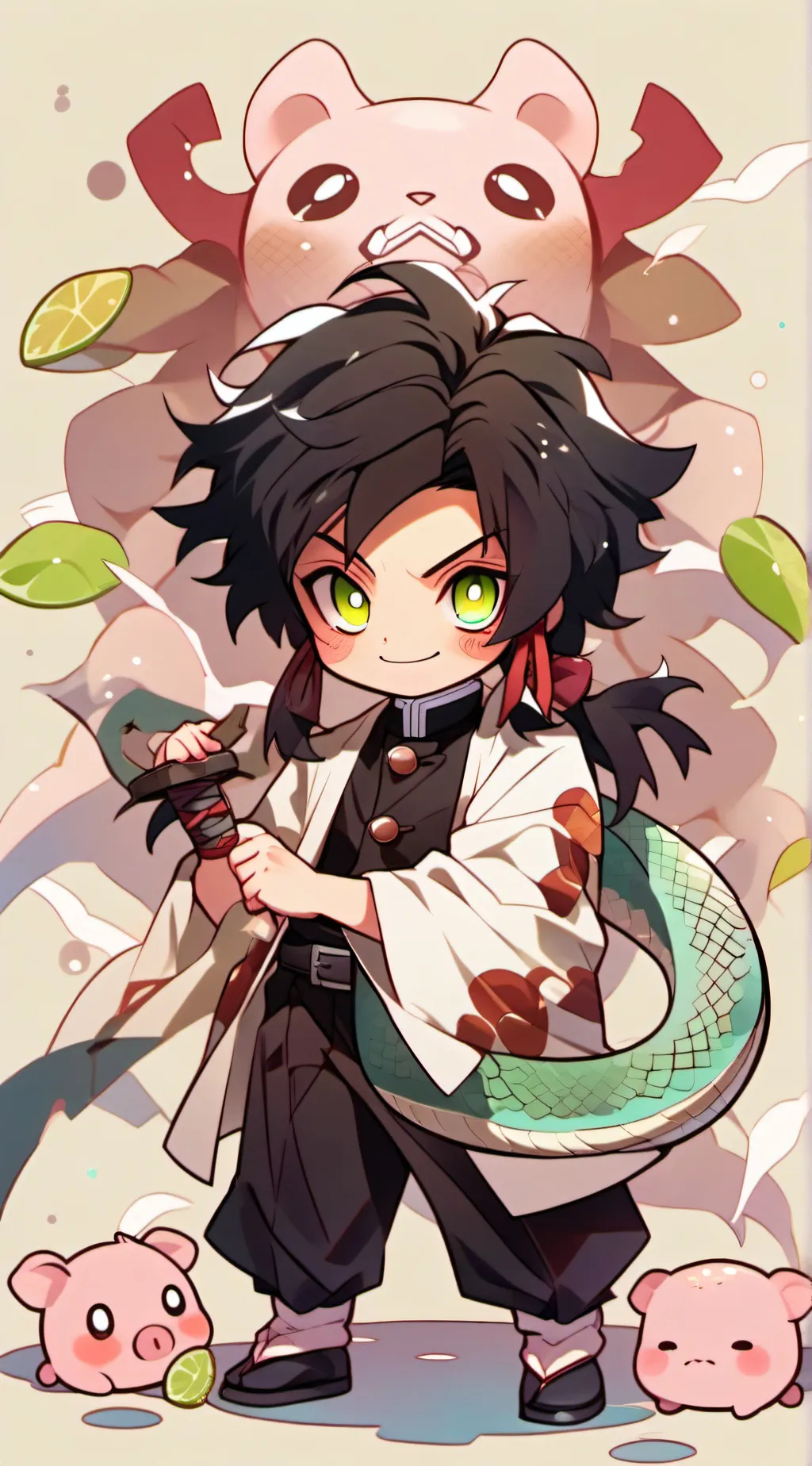 ai character: Mitsuri,and,Obanai background