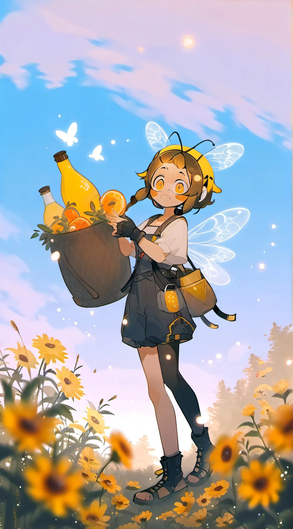 ai character: bee girl background