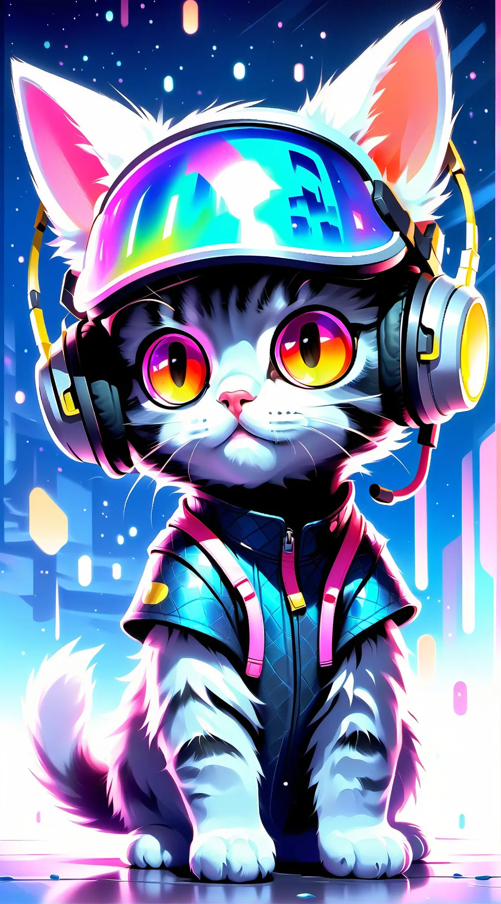 ai character: Gamer cat: background