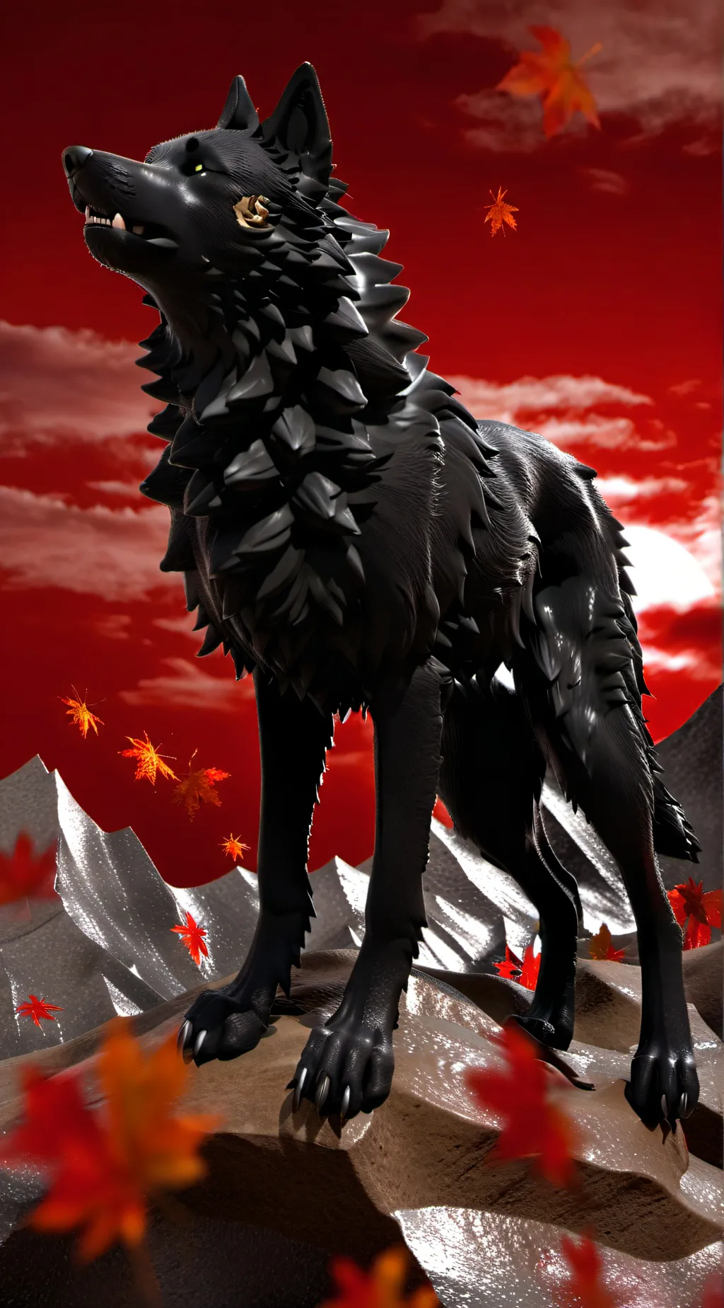 ai character: Lycanrock.  background