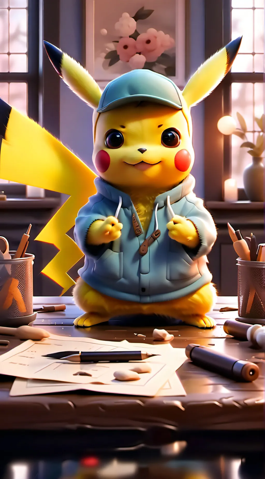 ai character: detective pikachu background