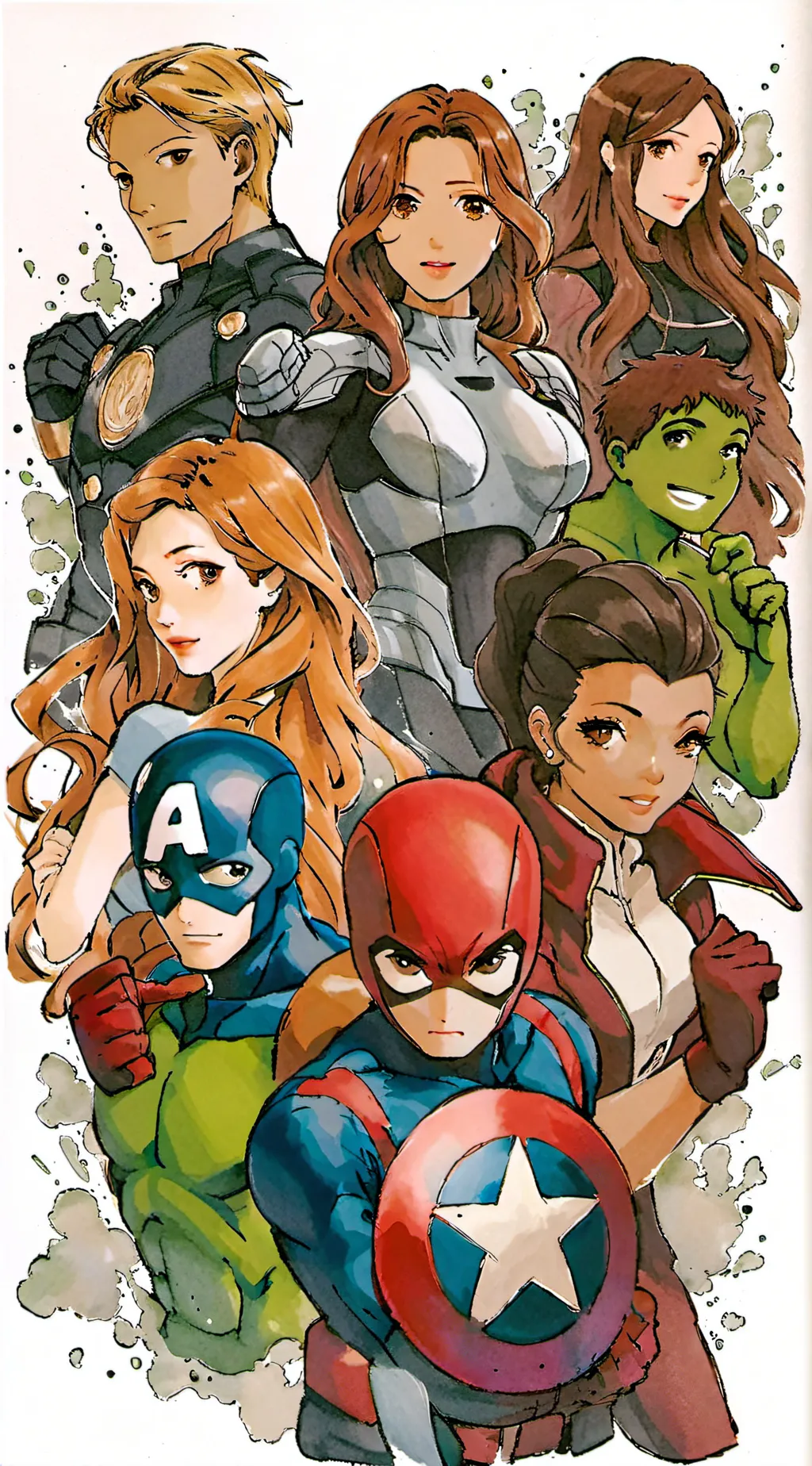ai character: girl avengers  background