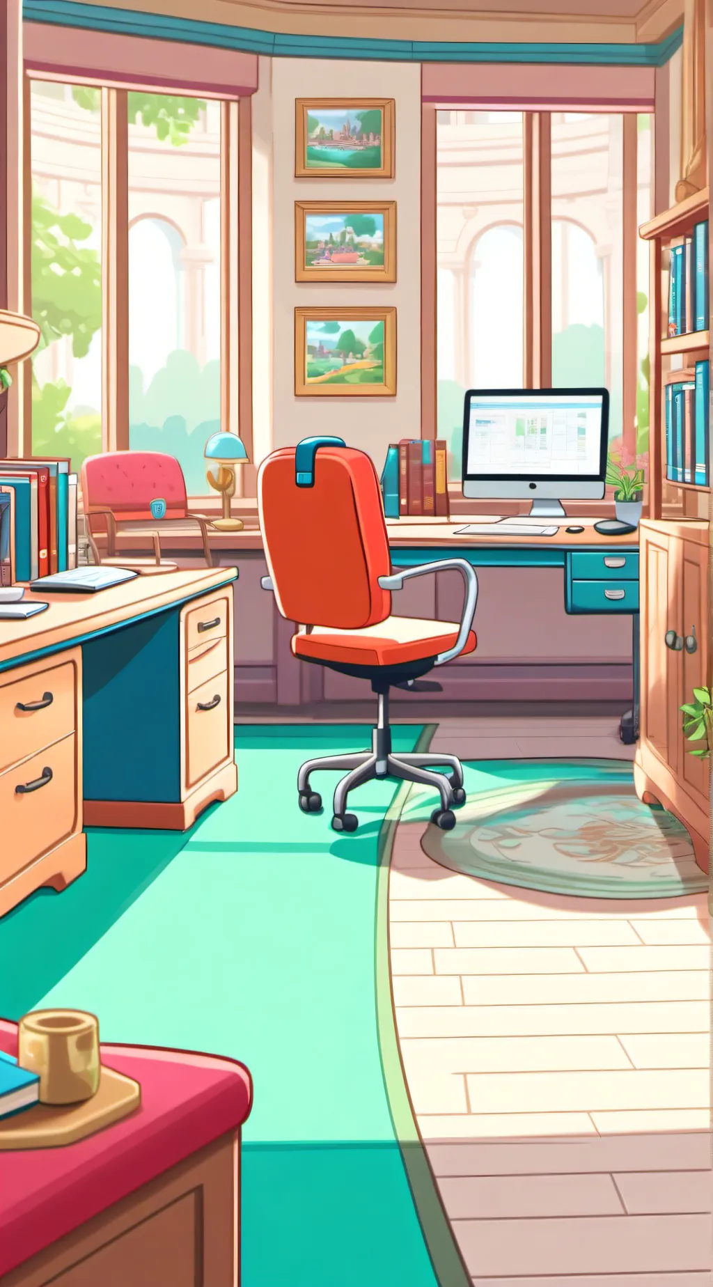 ai character: working office background
