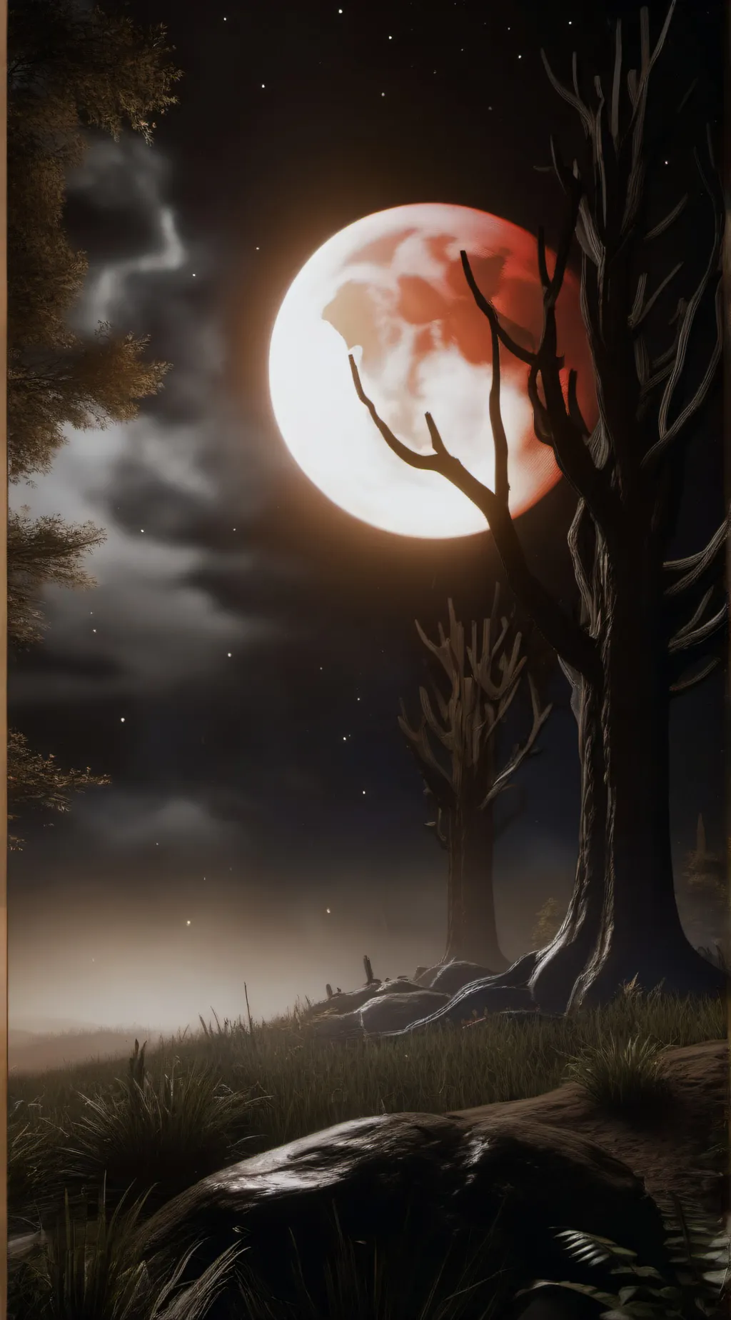 ai character: blood moon background