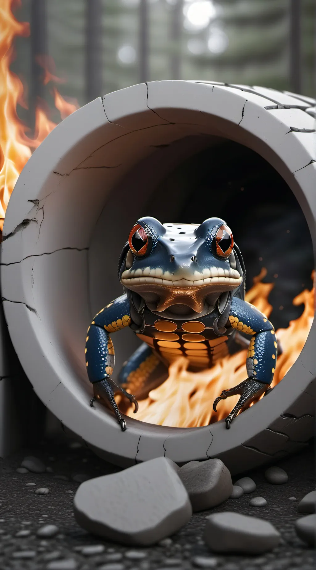ai character: FIRE IN THE HOLE background
