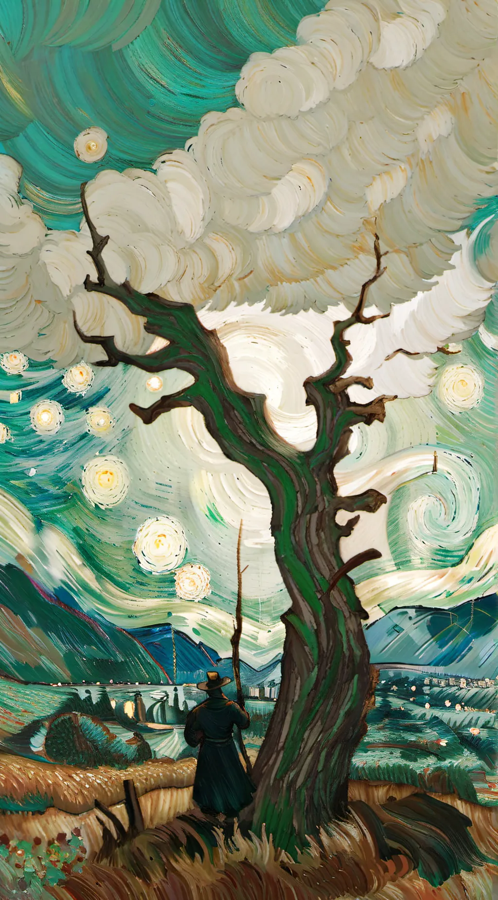 ai character: tree background